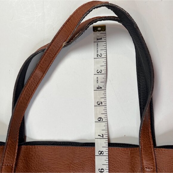 Large Black/Brown reversibleLeather Tote Bag 19x16 Inches 82c - Picture 11 of 15